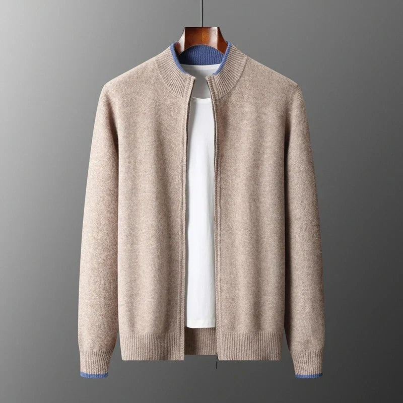 Jersey de Punto con Cremallera y Cuello Acanalado para Hombre