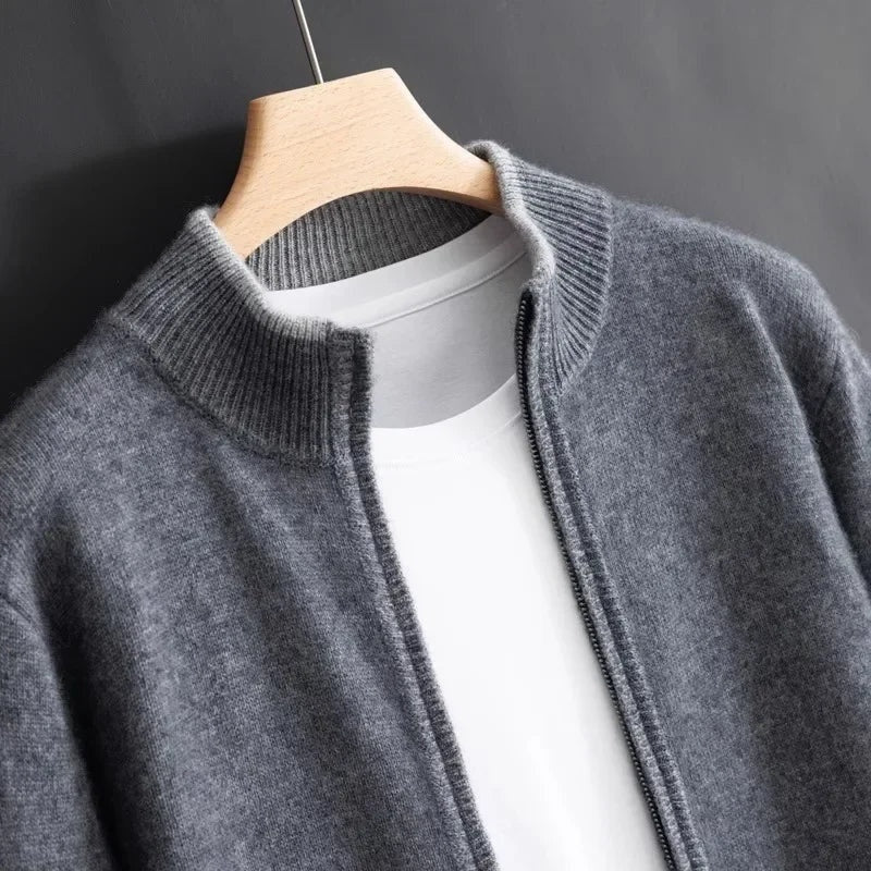 Jersey de Punto con Cremallera y Cuello Acanalado para Hombre