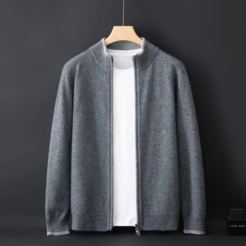 Jersey de Punto con Cremallera y Cuello Acanalado para Hombre