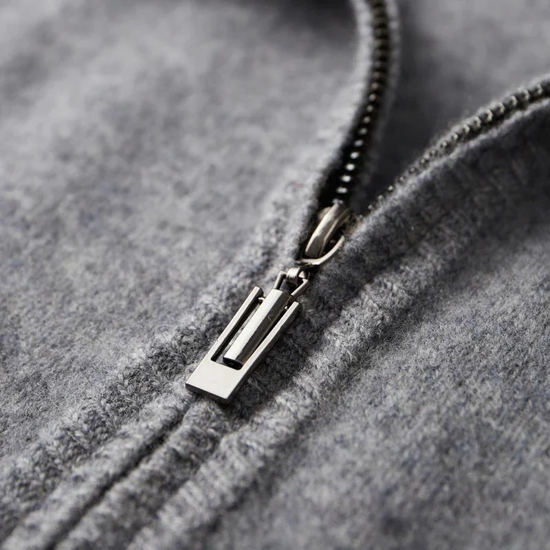 Jersey de Punto con Cremallera y Cuello Acanalado para Hombre