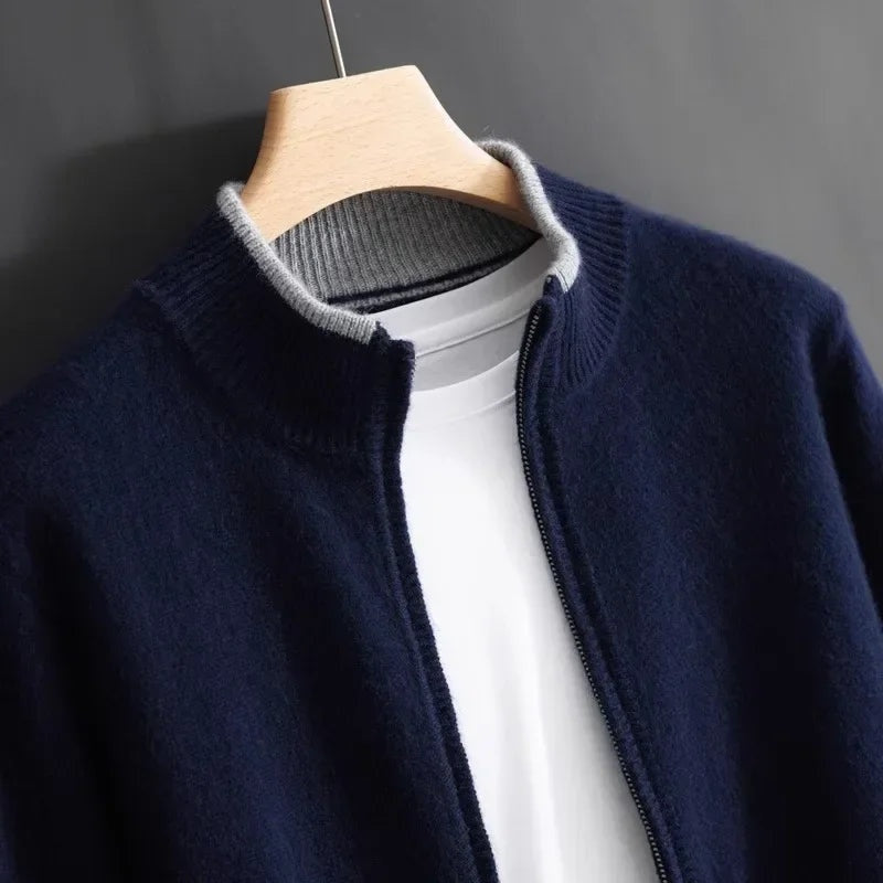 Jersey de Punto con Cremallera y Cuello Acanalado para Hombre