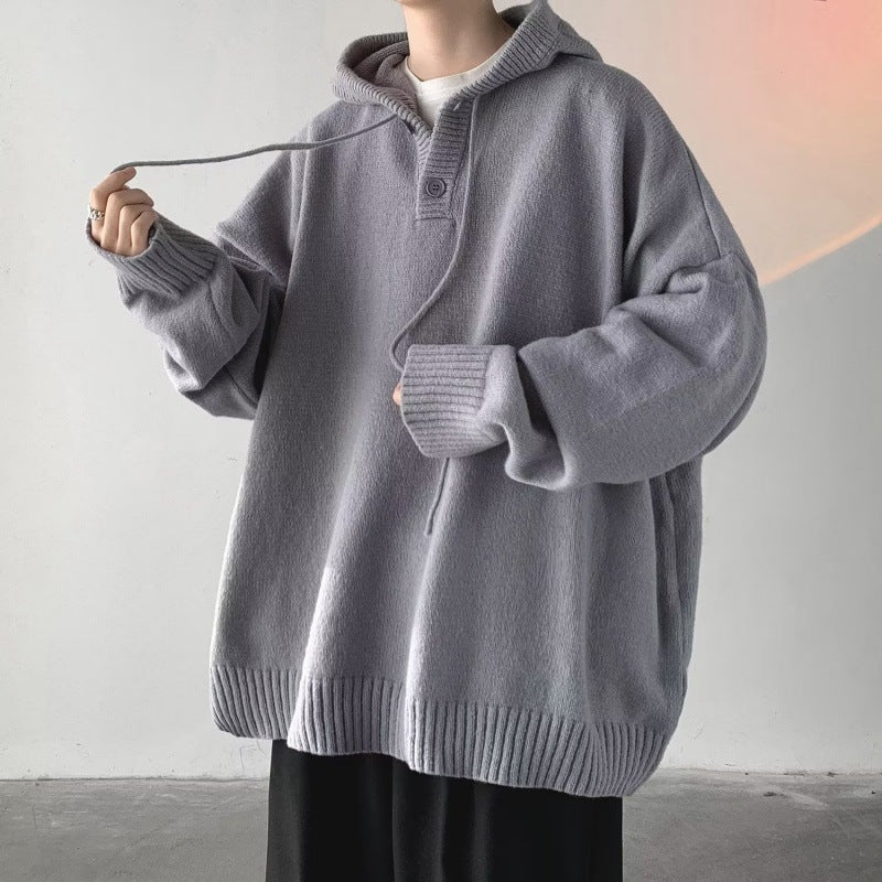 Sudadera de Punto Oversize con Capucha para Hombre
