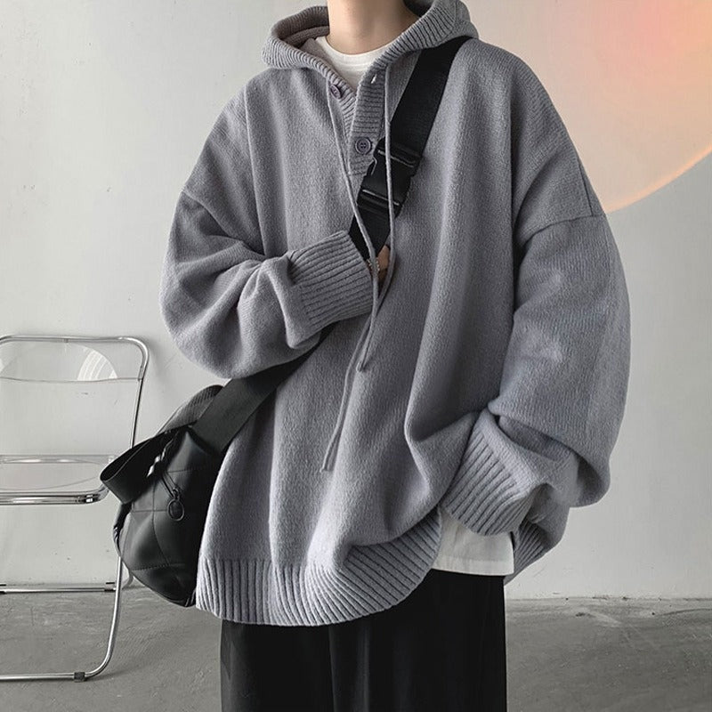 Sudadera de Punto Oversize con Capucha para Hombre