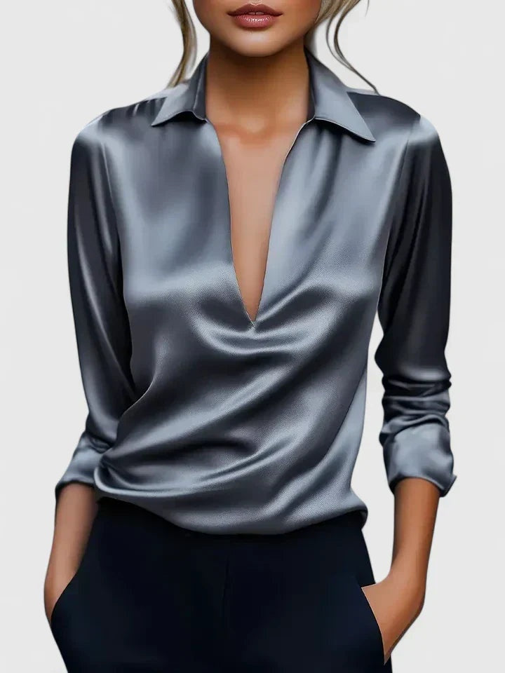 Marea Rosa | Blusa de Manga Larga con Escote Drapeado Mujer