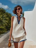 Conjunto de Top Halter y Pantalón Corto de Lino