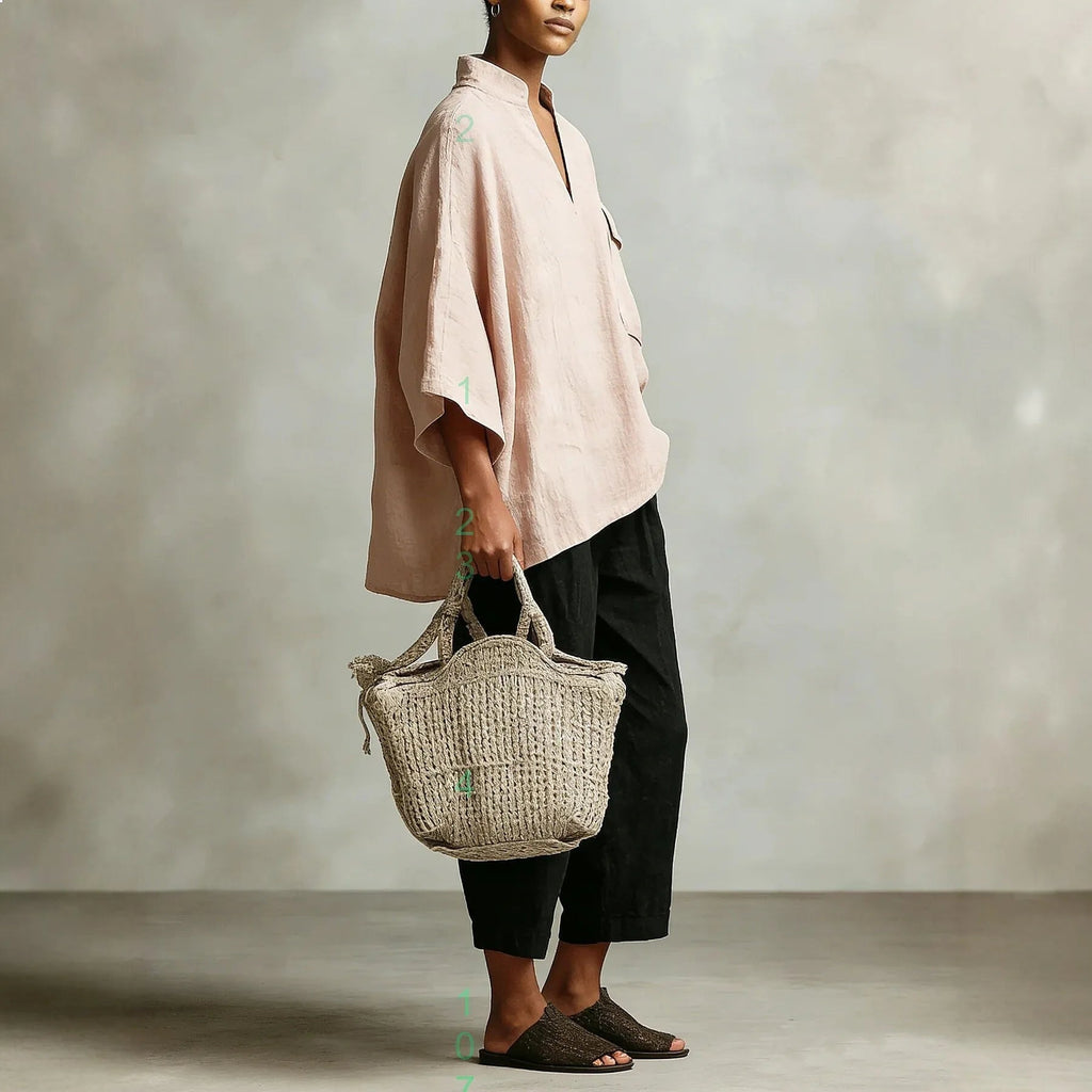 Poncho Elegante | Conjunto Poncho de Lino Mujer Dos Piezas Escote V