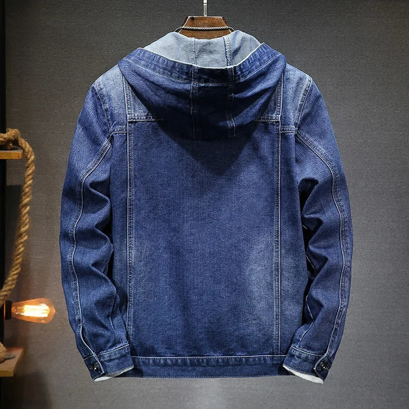 Chaqueta Vaquera Denim con Capucha para Hombre