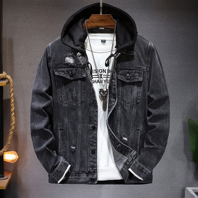 Chaqueta Vaquera Denim con Capucha para Hombre