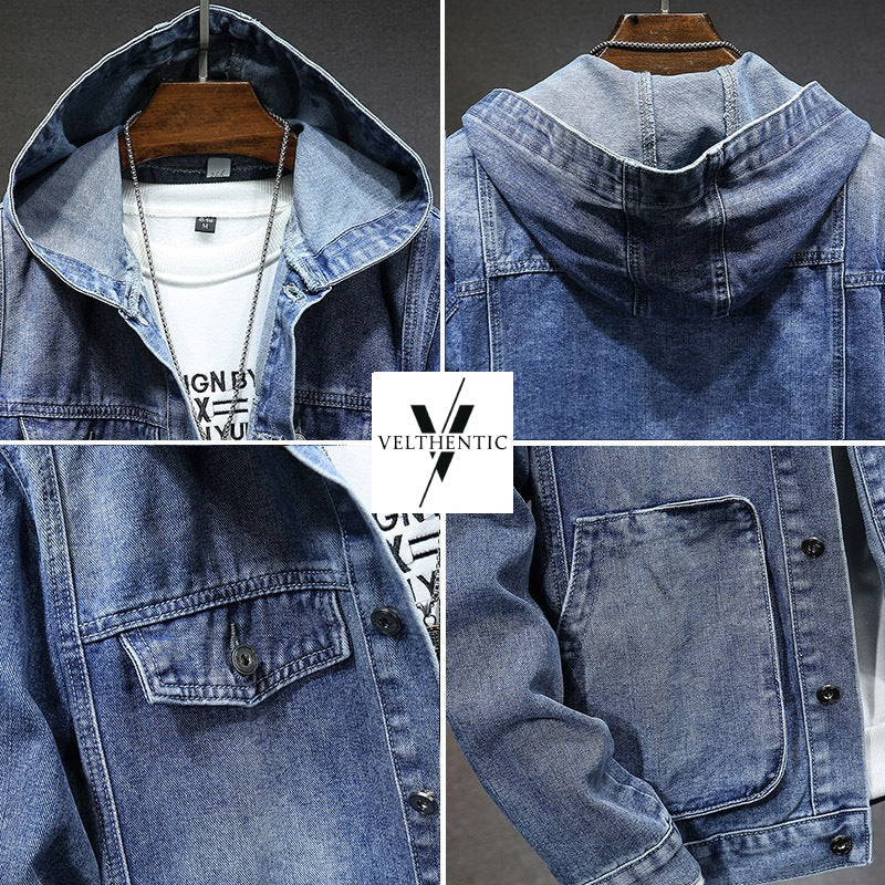 Chaqueta Vaquera Denim con Capucha para Hombre