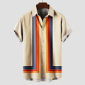 Retro Rayas | Camisa Estampada de Manga Corta Hombre Retro Rayas