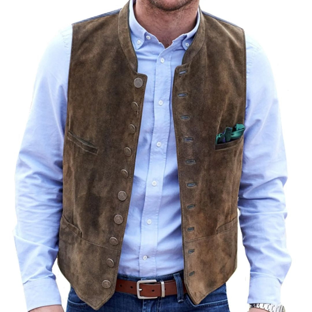 Javier | Chaleco de Ante Hombre Botones Estilo Tradicional