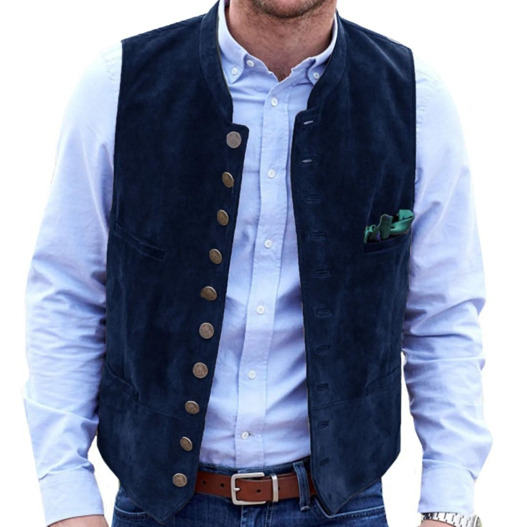 Javier | Chaleco de Ante Hombre Botones Estilo Tradicional