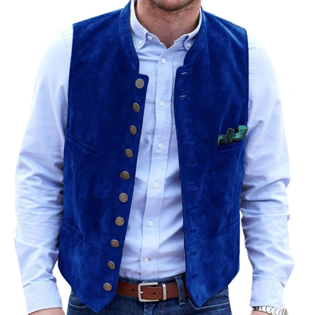 Javier | Chaleco de Ante Hombre Botones Estilo Tradicional