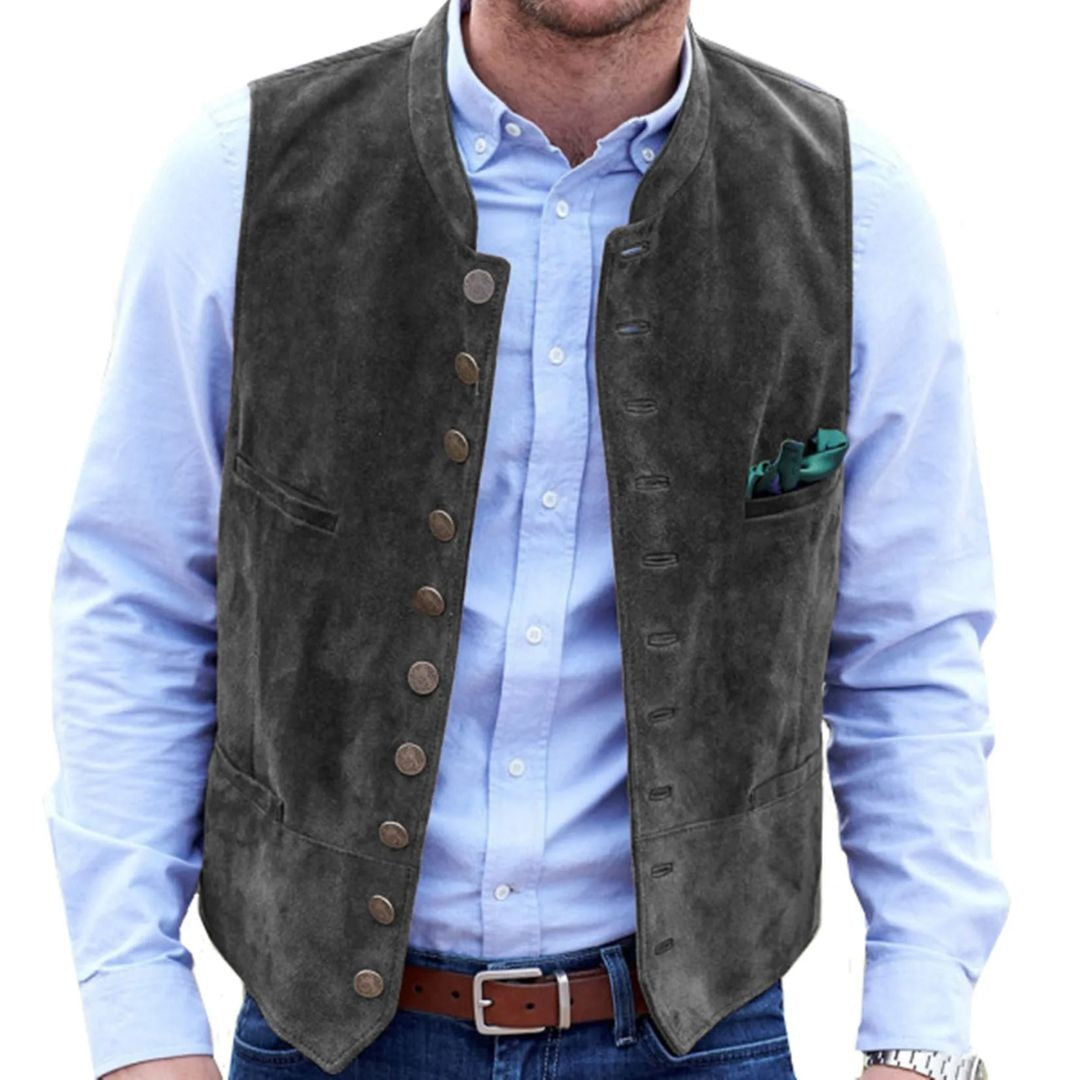 Javier | Chaleco de Ante Hombre Botones Estilo Tradicional