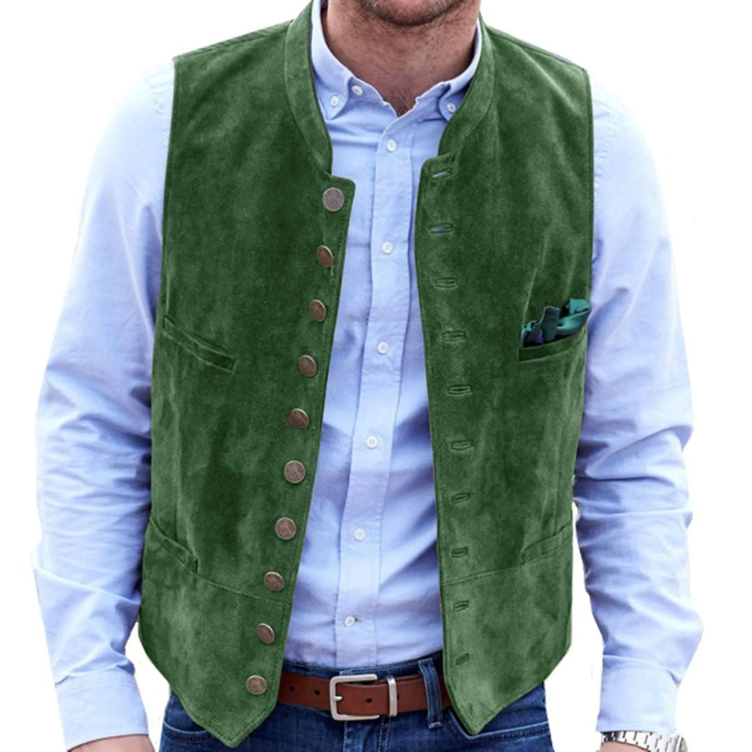 Javier | Chaleco de Ante Hombre Botones Estilo Tradicional