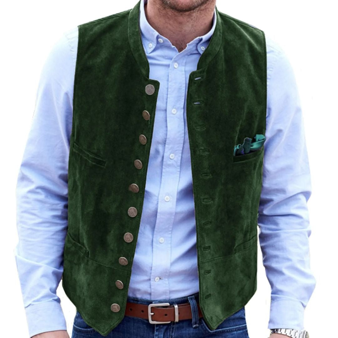 Javier | Chaleco de Ante Hombre Botones Estilo Tradicional
