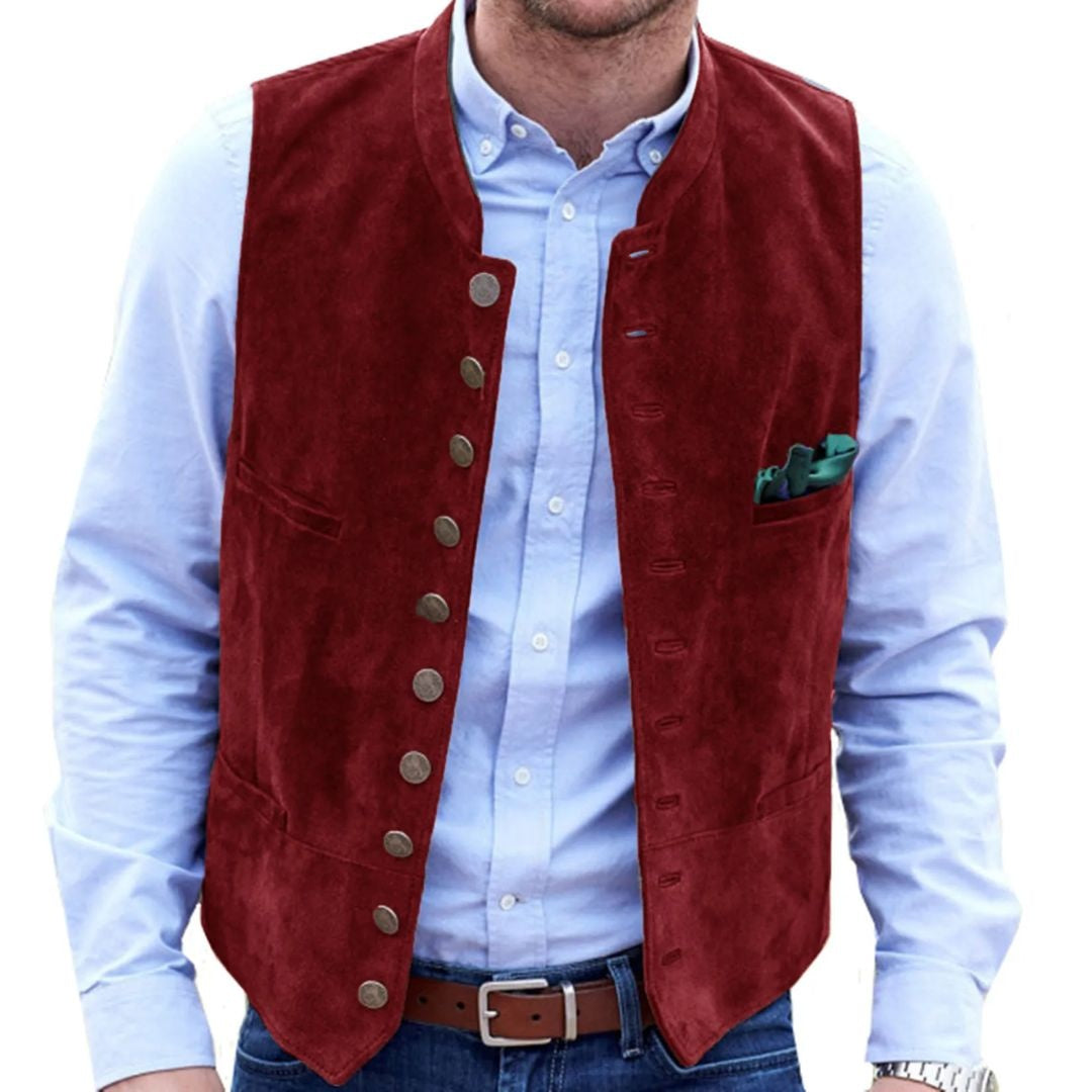 Javier | Chaleco de Ante Hombre Botones Estilo Tradicional