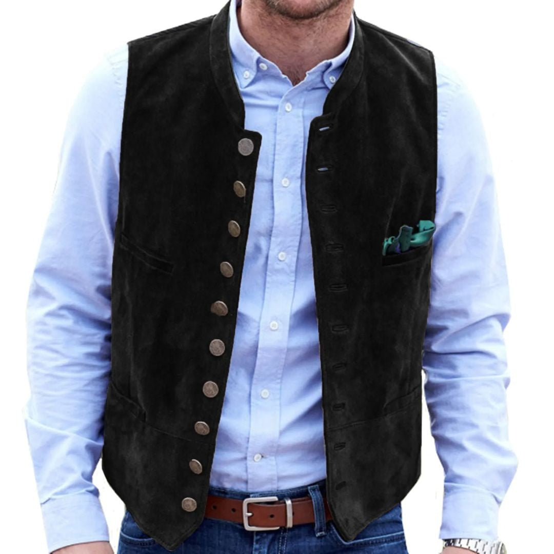 Javier | Chaleco de Ante Hombre Botones Estilo Tradicional