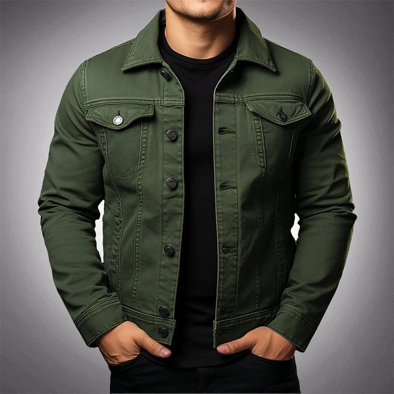 Chaqueta Vaquera de Algodón con Cuello Solapa para Hombre