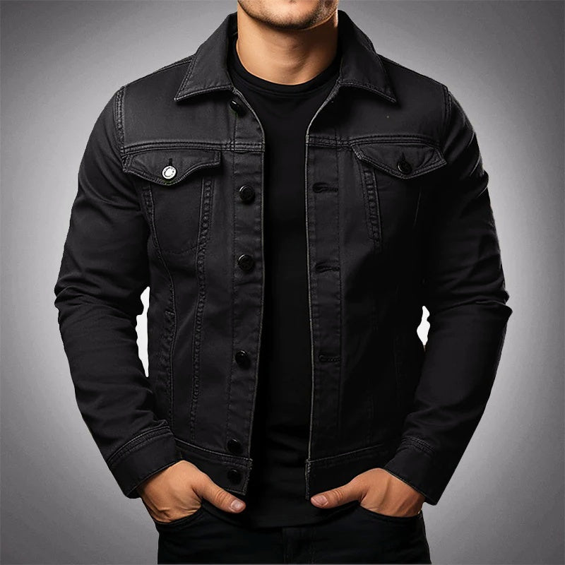 Chaqueta Vaquera de Algodón con Cuello Solapa para Hombre