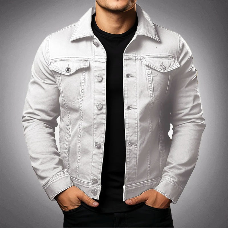 Chaqueta Vaquera de Algodón con Cuello Solapa para Hombre