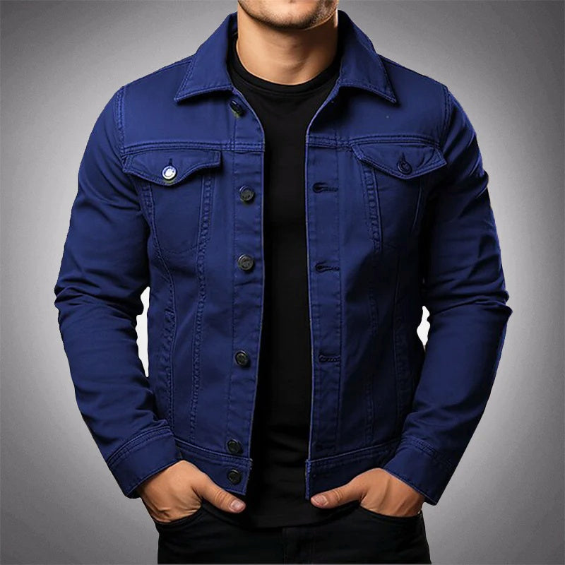 Chaqueta Vaquera de Algodón con Cuello Solapa para Hombre