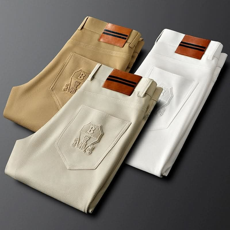 Pantalón de Algodón Twill Corte Recto de Vestir para Hombre