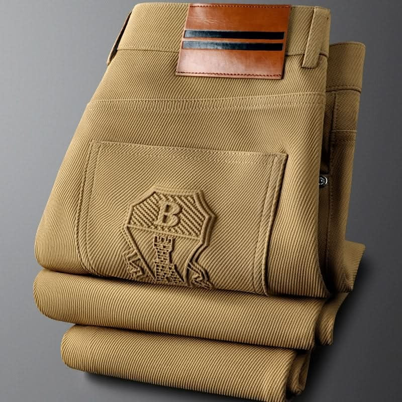 Pantalón de Algodón Twill Corte Recto de Vestir para Hombre