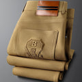 Pantalón de Algodón Twill Corte Recto de Vestir para Hombre