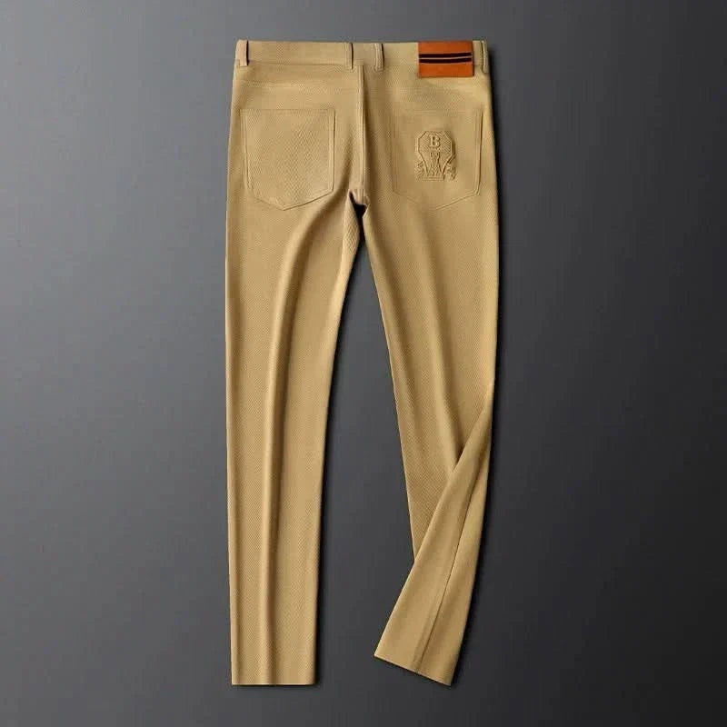 Pantalón de Algodón Twill Corte Recto de Vestir para Hombre