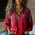 Paisley Real | Camisa de Manga Larga Estampada Mujer Botones Cuello Solapa