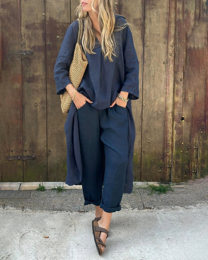Casual Lino | Conjunto de Lino Casual Mujer Pantalón y Blusa