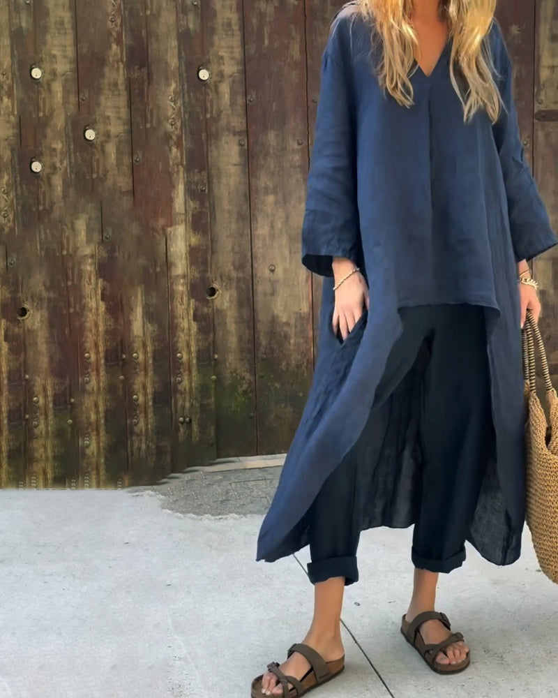 Casual Lino | Conjunto de Lino Casual Mujer Pantalón y Blusa