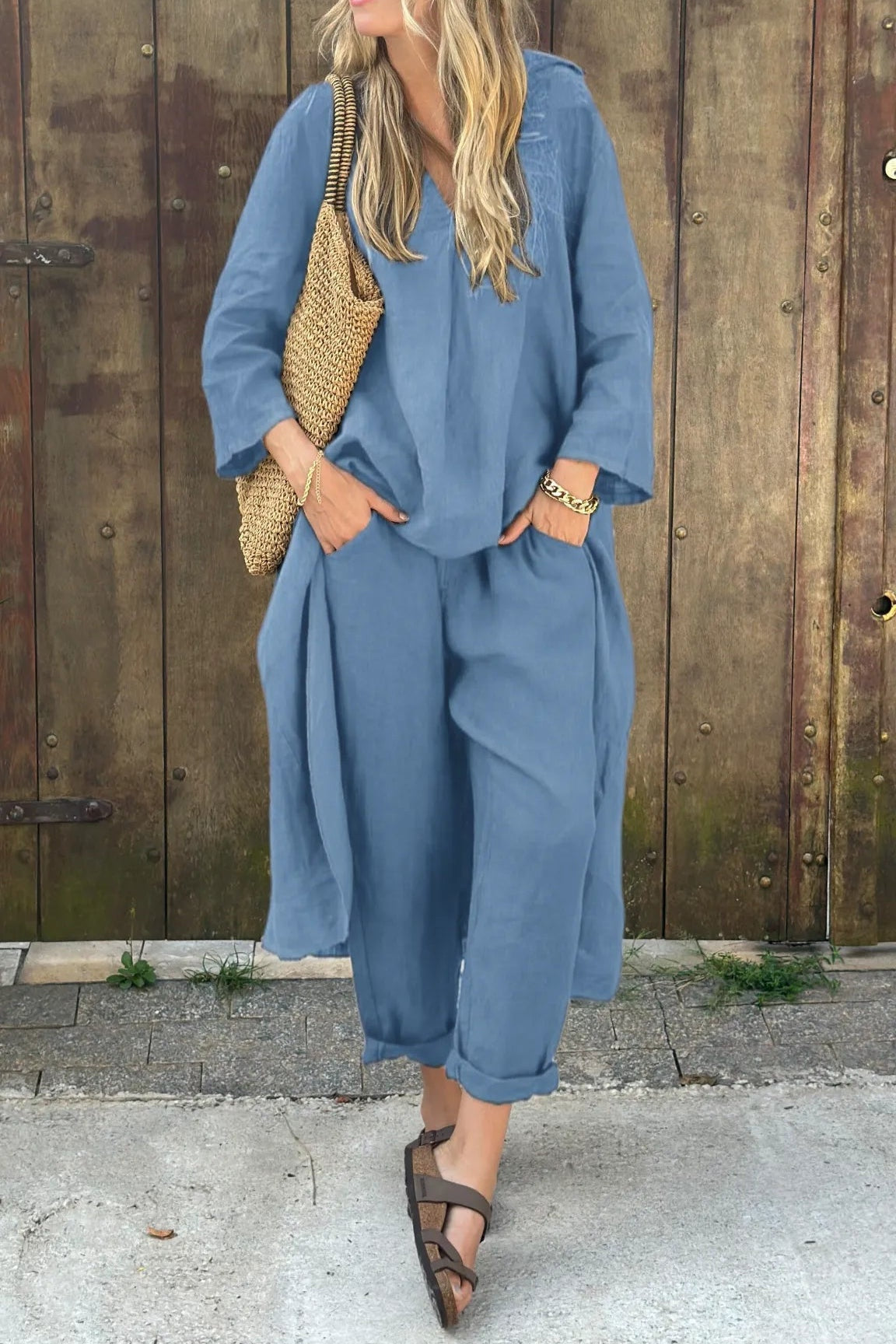 Casual Lino | Conjunto de Lino Casual Mujer Pantalón y Blusa