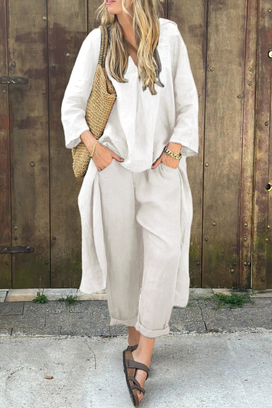 Casual Lino | Conjunto de Lino Casual Mujer Pantalón y Blusa