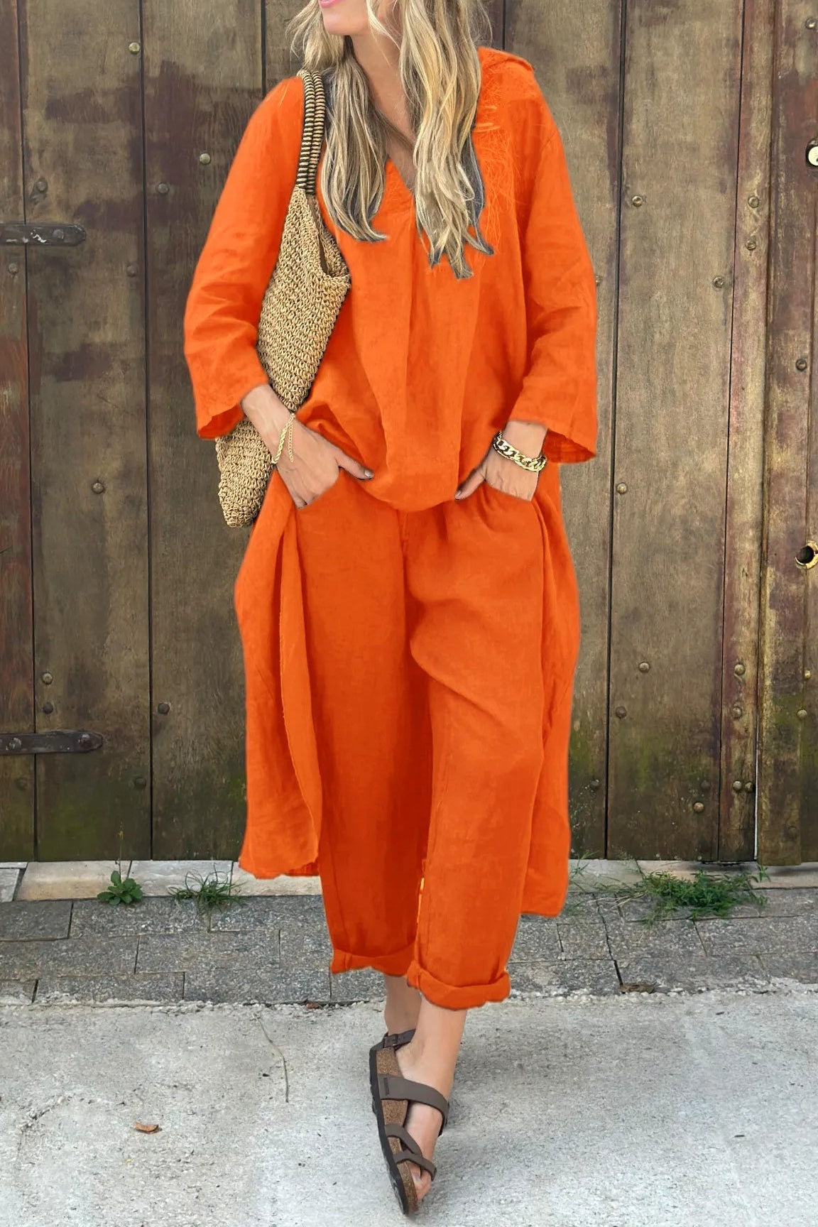 Casual Lino | Conjunto de Lino Casual Mujer Pantalón y Blusa