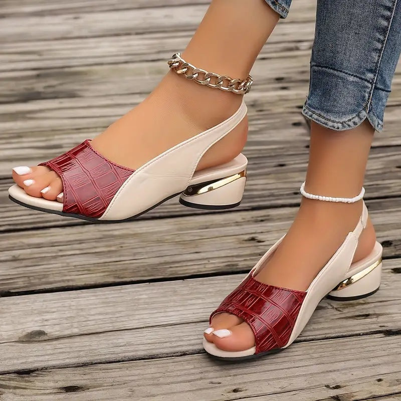 Sandalias de Tacón Bajo Slingback Punta Abierta para Mujer