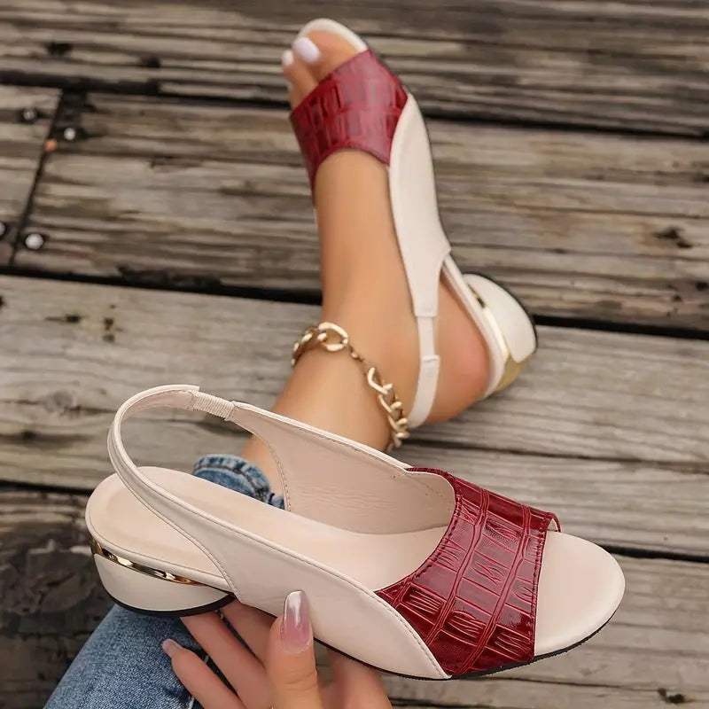 Sandalias de Tacón Bajo Slingback Punta Abierta para Mujer