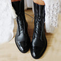 Rebeca | Botines de Piel con Cordones Mujer Planos Caña Media
