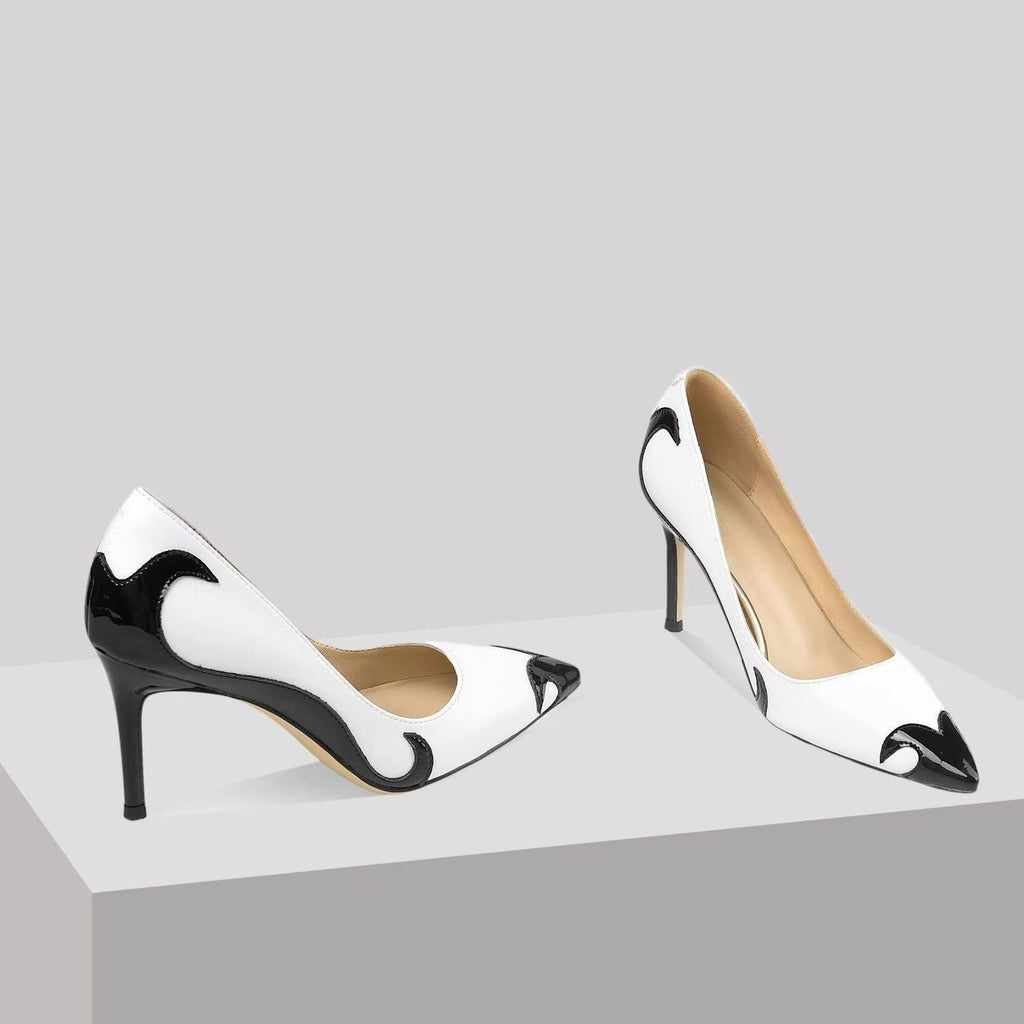 Zapatos de Tacón Stiletto Bicolor Punta Fina para Mujer