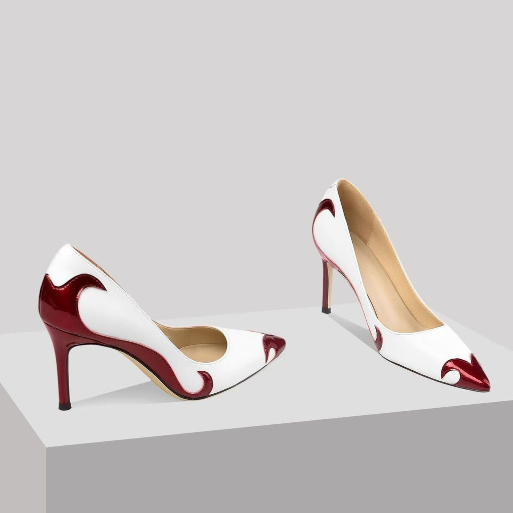 Zapatos de Tacón Stiletto Bicolor Punta Fina para Mujer