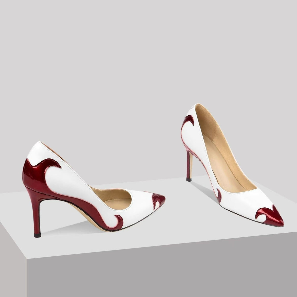 Zapatos de Tacón Stiletto Bicolor Punta Fina para Mujer
