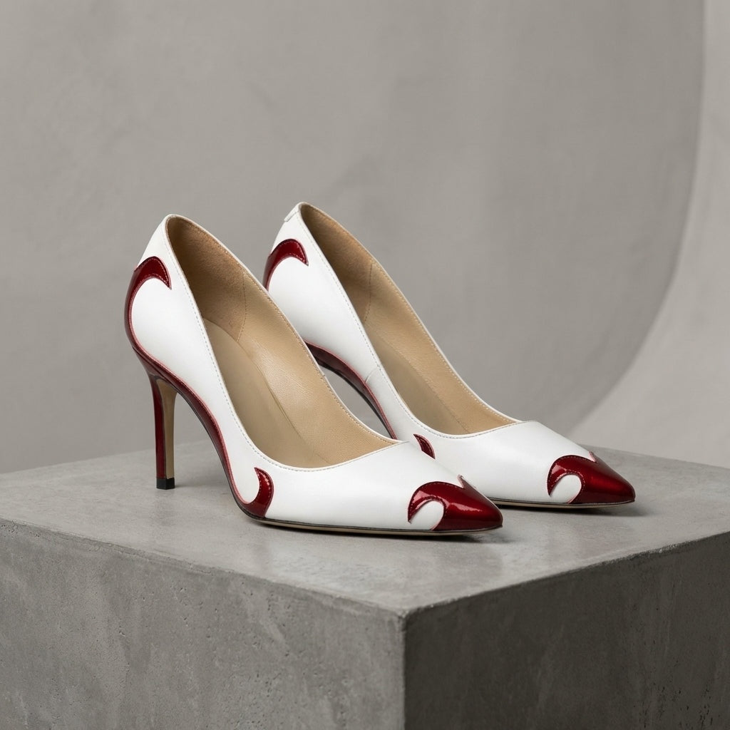 Zapatos de Tacón Stiletto Bicolor Punta Fina para Mujer
