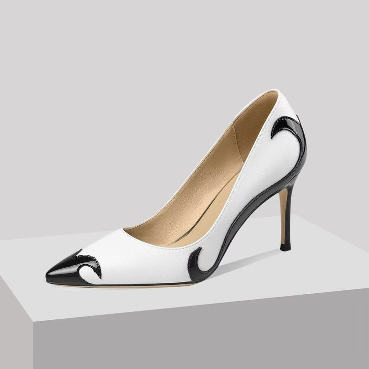 Zapatos de Tacón Stiletto Bicolor Punta Fina para Mujer