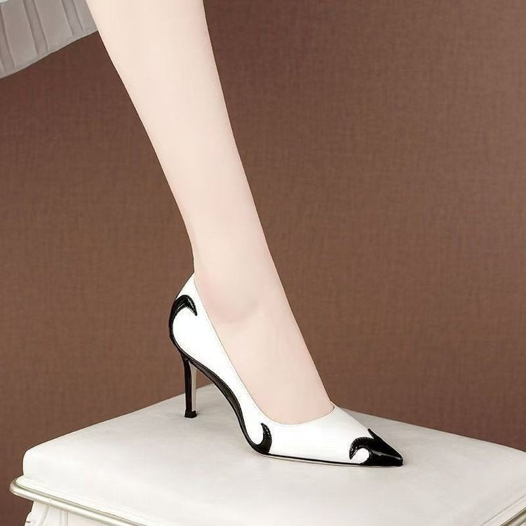 Zapatos de Tacón Stiletto Bicolor Punta Fina para Mujer