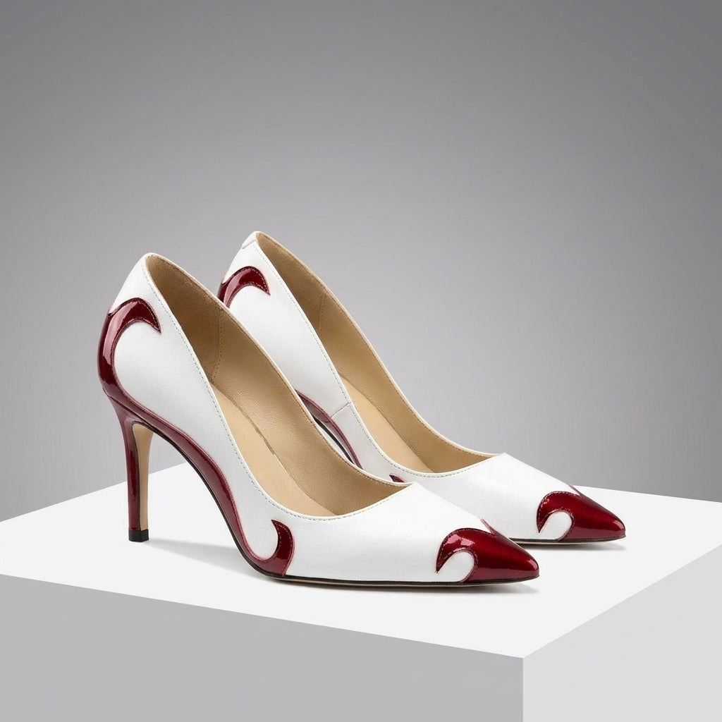Zapatos de Tacón Stiletto Bicolor Punta Fina para Mujer