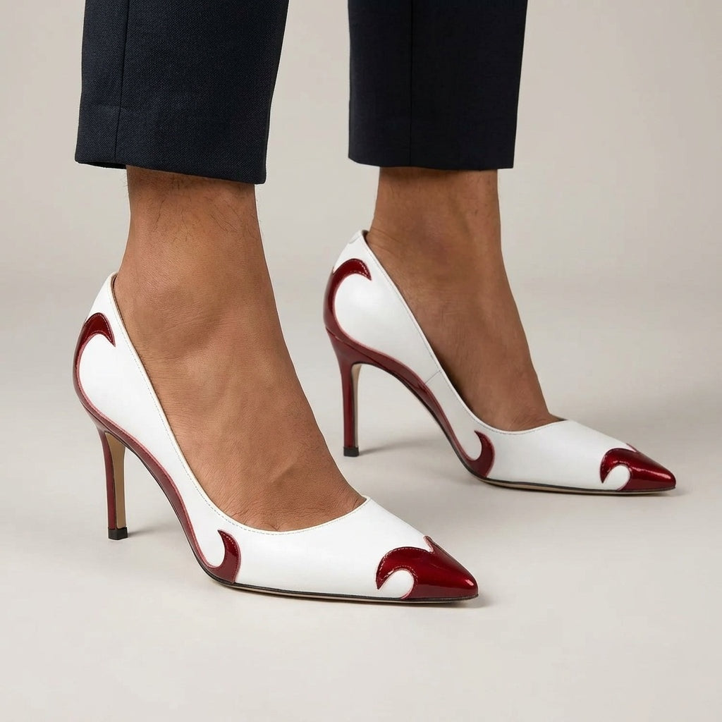 Zapatos de Tacón Stiletto Bicolor Punta Fina para Mujer