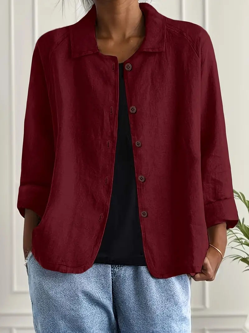 Chaqueta de Lino con Botones Manga Larga