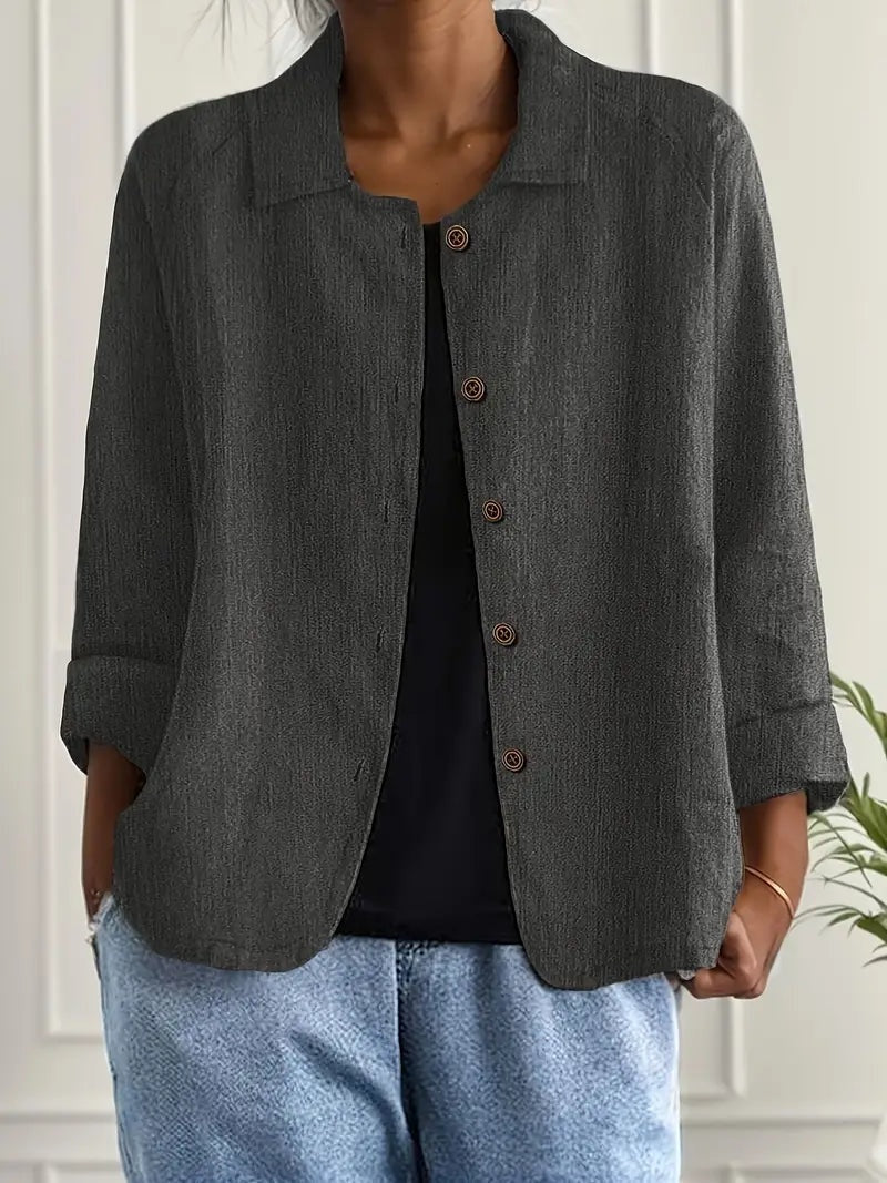 Chaqueta de Lino con Botones Manga Larga