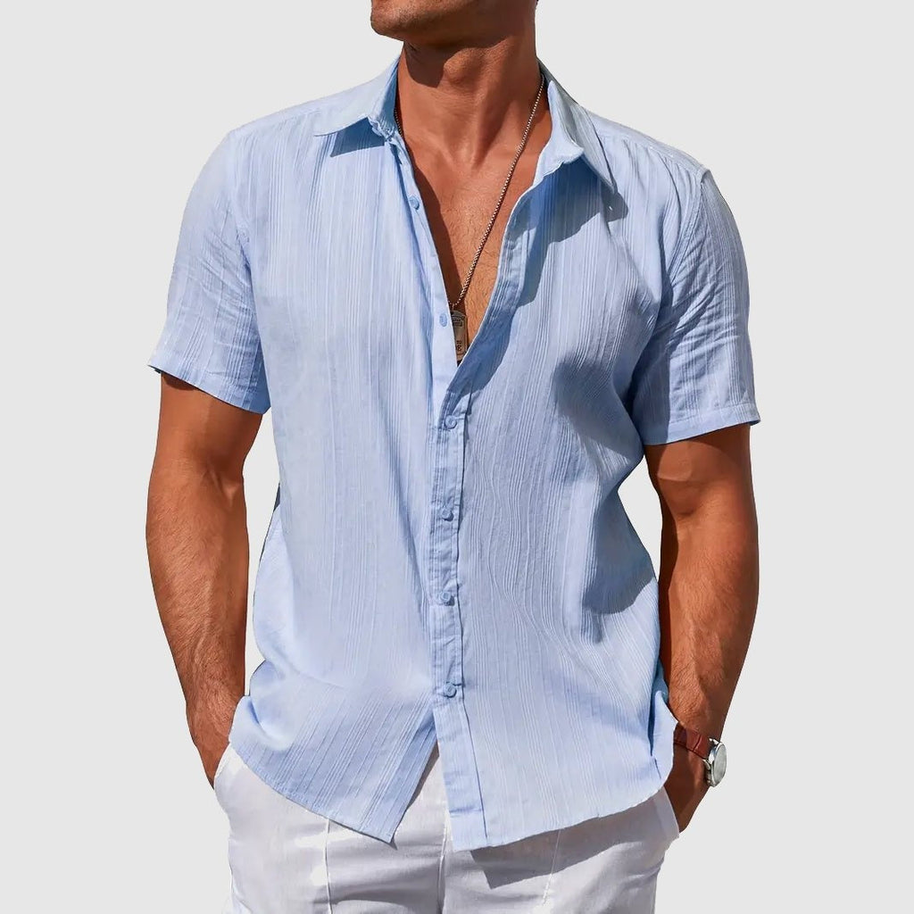 Textura Verano | Camisa de Lino de Manga Corta Hombre Texturizada